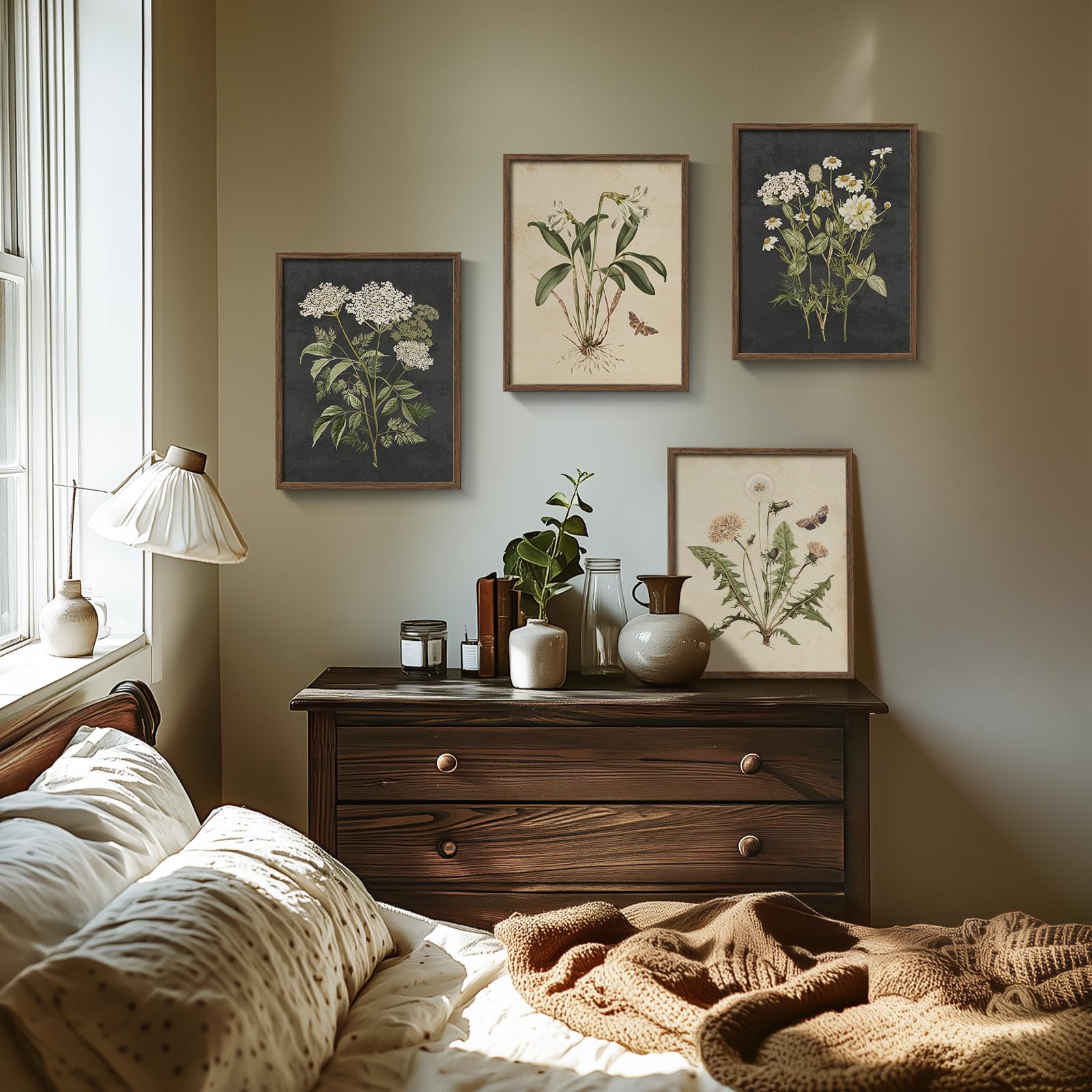 Amazon.com: Framed Botanical Wall Art for Bedroom, 4 Piece